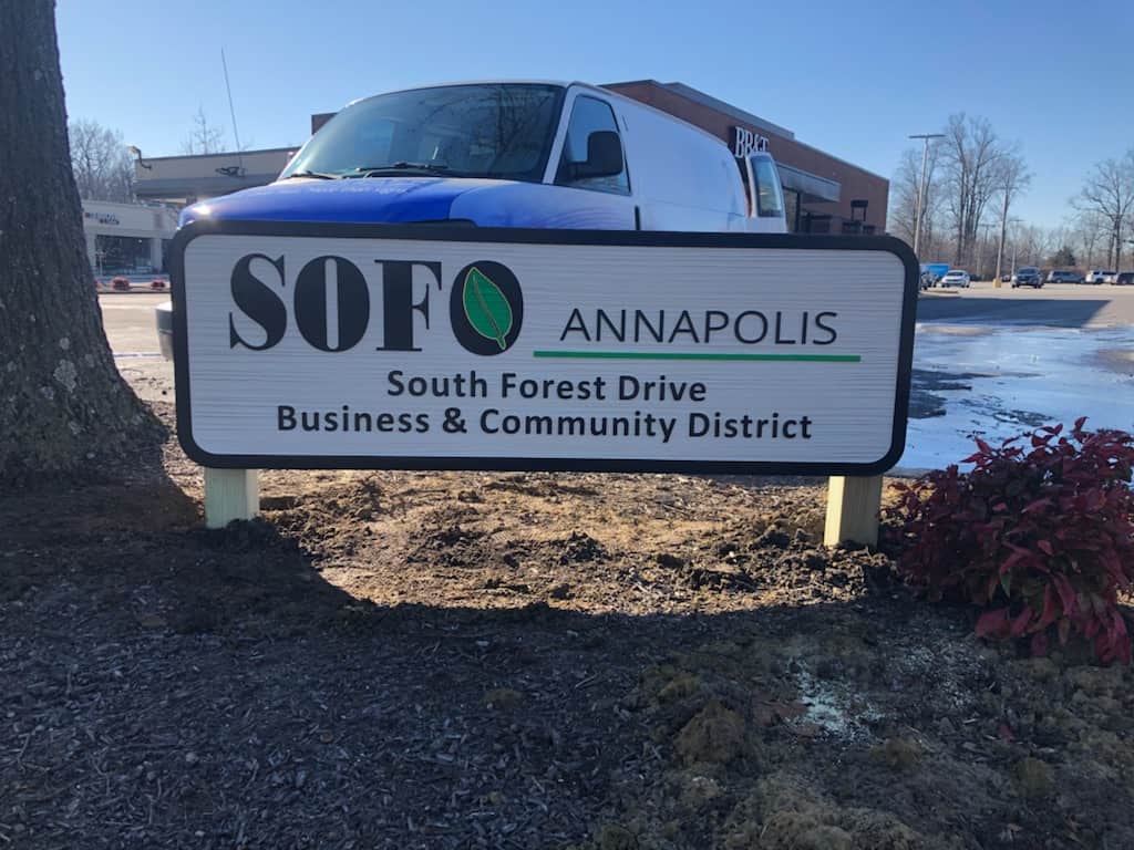 SOFO Annapolis South Forest Drive Business & Community District signage.